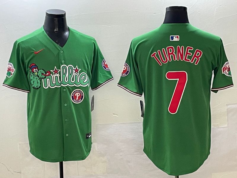 Men Philadelphia Phillies #7 Turner Green Three generations Joint Name Game 2025 Nike MLB Jersey style 6->philadelphia phillies->MLB Jersey